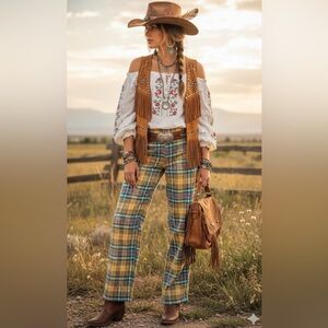 Free People Trousers Hudson Canyon Pants Small Multicolor Womens Wide Leg NWOT